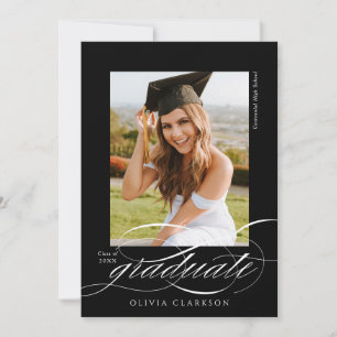 Elegant Script QR Code Photo Graduation Party Invitation