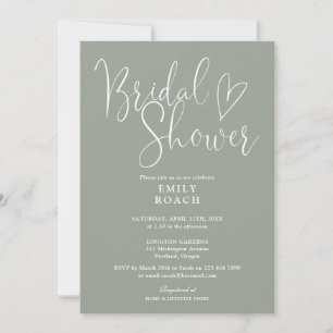 Elegant Script QR Code Sage Green Bridal Shower Invitation