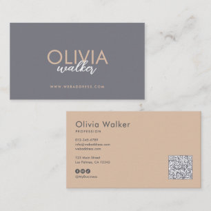 Elegant Script QR Code & Social Media Business Card