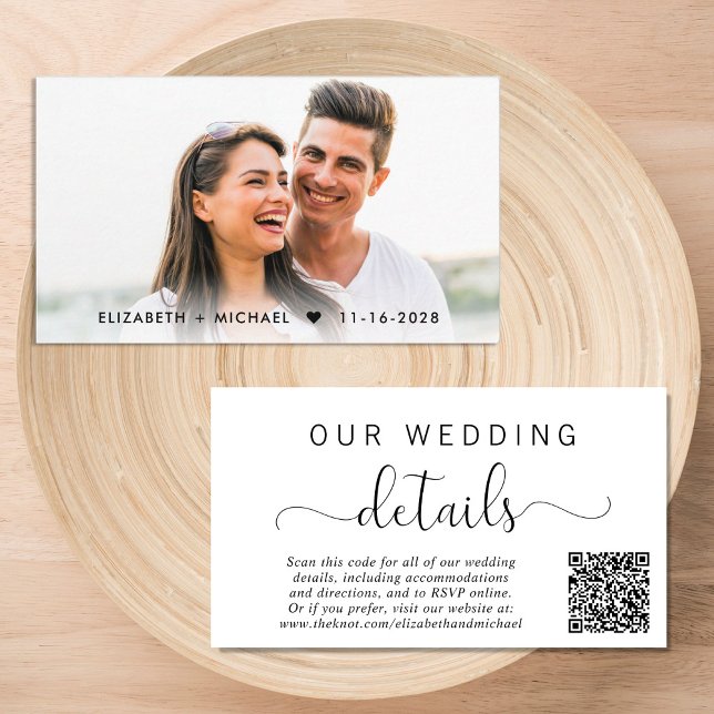 Elegant Script QR Code Wedding Details Enclosure Card (Creator Uploaded)