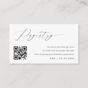 Elegant Script Qr Code Wedding Gift Registry Enclosure Card