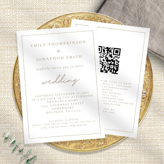  Elegant Script QR Code Wedding Invitation (Creator Uploaded)