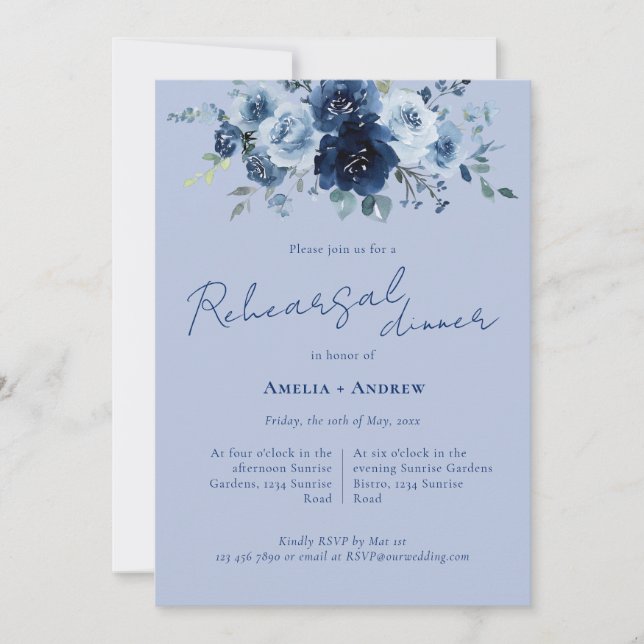 Elegant Script QR Code Wedding Rehearsal Dinner Invitation (Front)