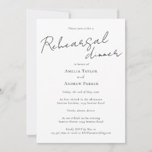Elegant Script QR Code Wedding Rehearsal Dinner Invitation