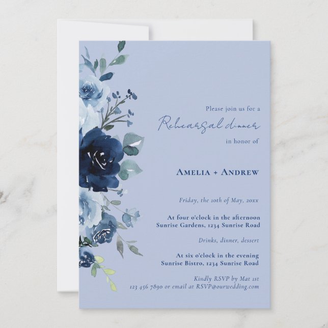 Elegant Script QR Code Wedding Rehearsal Dinner Invitation (Front)