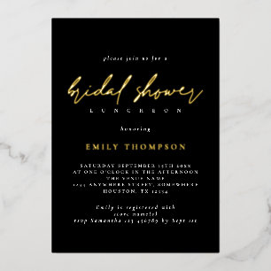 Elegant Script Real Gold Foil Black Bridal Shower