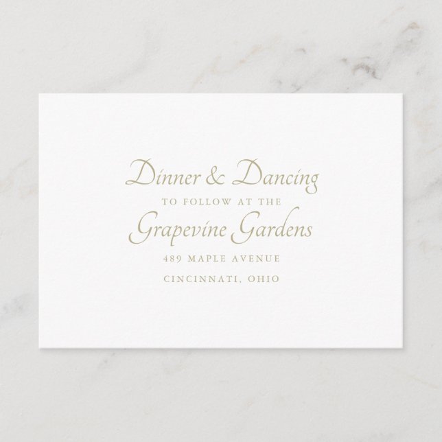 Elegant Script Reception Details Enclosure Card (Front)