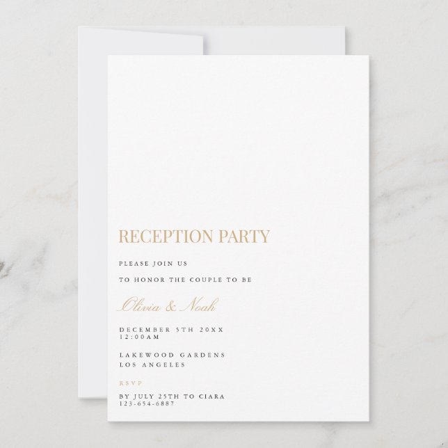 Elegant Script Reception Invitation Card (Front)