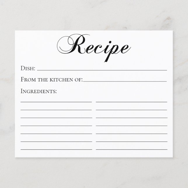Elegant Script Recipe Card (Front)