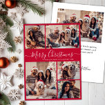 Elegant Script Red 5 Photo Collage Christmas  Holiday Card<br><div class="desc">Simple Modern Elegant Calligraphy Red 5 Photo Collage Merry Christmas Script Holiday Card. PLEASE NOTE, THESE 6.5" X 8.75" SIZE CARDS ARE LARGER THAN AVERAGE, DUE TO THE LARGER CARD SIZE, IT'S ALMOST CERTAIN THAT THE POSTAGE COSTS WILL BE HIGHER. IF YOU PREFER THE STANDARD 5X7" SIZE, YOU CAN FIND...</div>