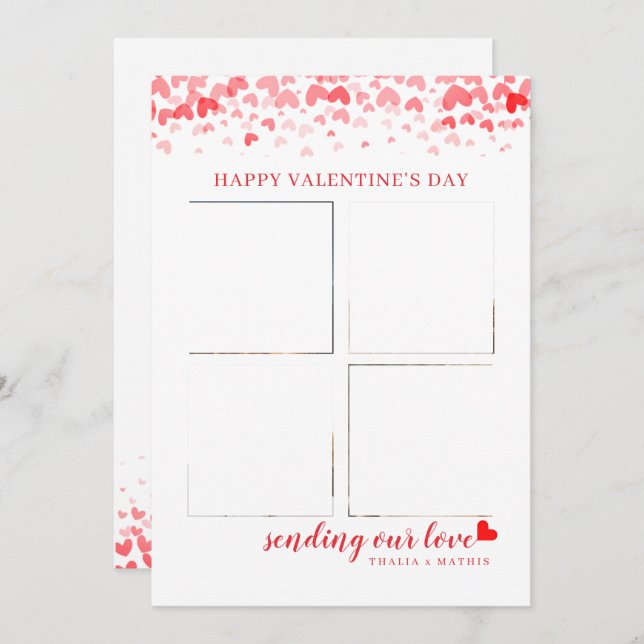 Elegant Script Red Heart Valentine's Card Photo (Front/Back)