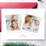 Elegant script red & white JOY christmas 3 photo Holiday Card<br><div class="desc">***this design is part of a matching collection*** _______________________ this design template is fully editable / customisable by you the customer - click personalise further button if you wish to move, add, delete, or make significant changes to the design _______________________ *if you have any DESIGN questions or need more designs...</div>