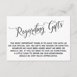 Elegant Script Regarding Gifts for the Wedding Enclosure Card