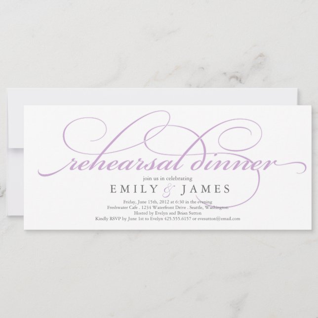 Elegant Script Rehearsal Dinner Invitation (Front)