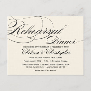 Elegant Script Rehearsal Dinner Invitation - Black