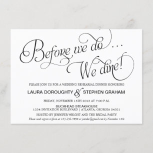 Elegant Script Rehearsal Dinner Invitation White