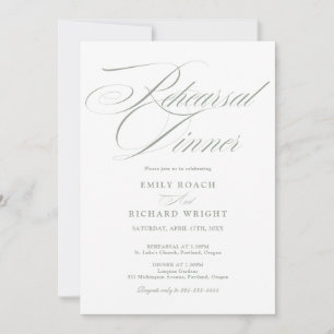 Elegant Script Rehearsal Dinner Sage Green Invitation