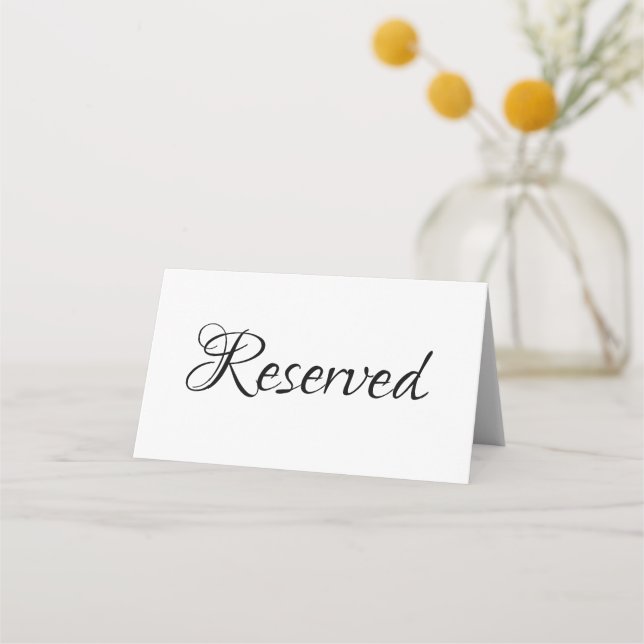 Elegant script Reserved text Wedding Table Place C Place Card (Front)