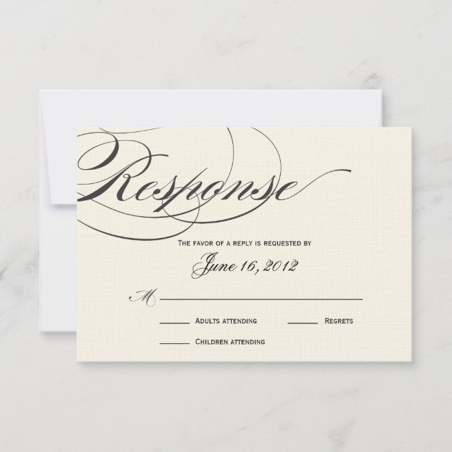 Elegant Script Response Card - Black/Off White (Front)