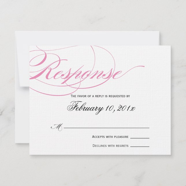 Elegant Script Response Card - Pink (Front)