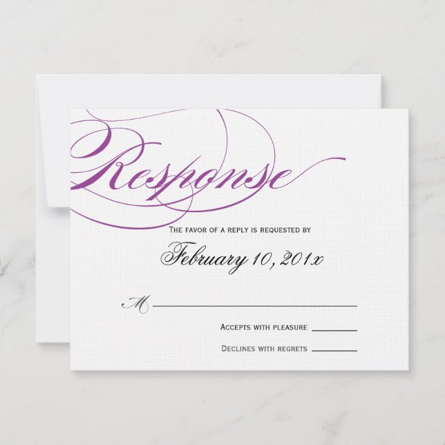 Elegant Script Response Card - Purple (Front)