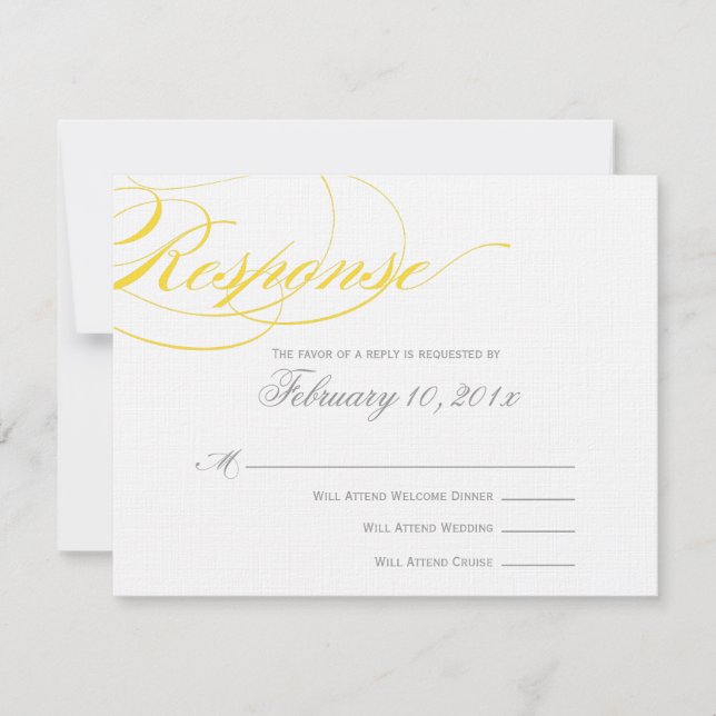 Elegant Script Response Card - Yellow (Front)