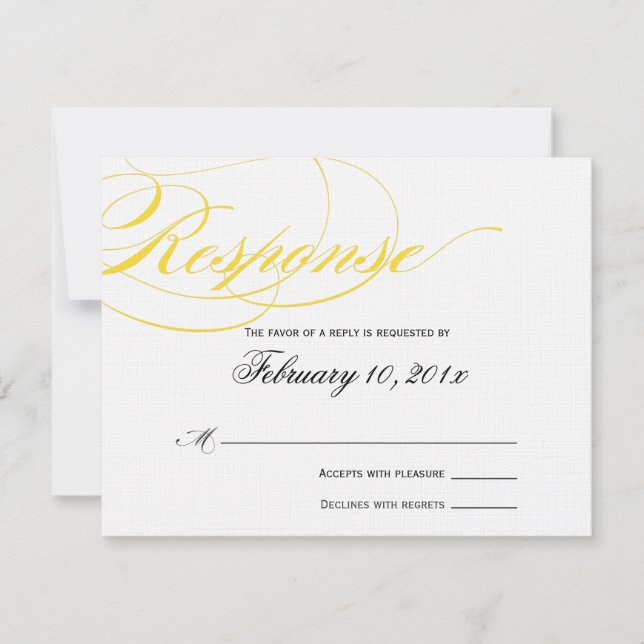 Elegant Script Response Card - Yellow (Front)