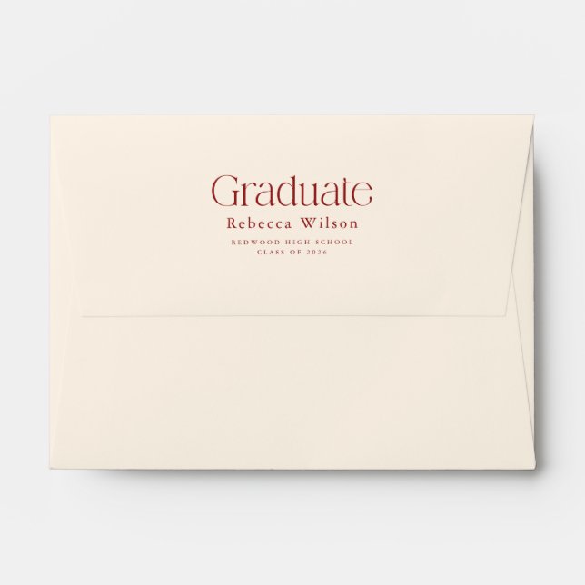 Elegant Script Return Address Retro Graduation Envelope (Back (Top Flap))