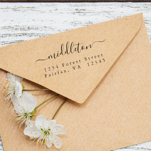 Elegant Script Return Address Rubber Stamp