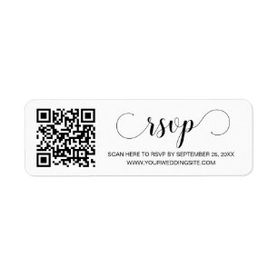Elegant Script Return Label RSVP QR Code