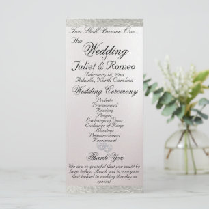 Elegant Script & Ribbon - White/Silver Wedding Programme