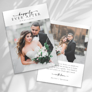Elegant Script Romantic Photo Wedding Thank You Card