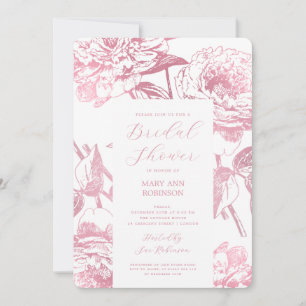 Elegant Script Rose Gold Floral Bridal Shower  Invitation