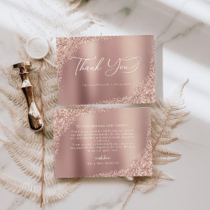 Elegant Script Rose Gold Wedding Thank You