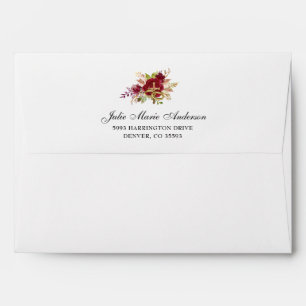 Elegant Script Roses Cross Catholic Envelope