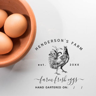 Elegant Script Rustic Custom Farm Egg Carton Self-inking Stamp