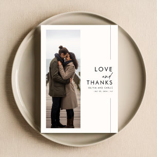 Elegant Script Rustic Photo Wedding Thank You Card