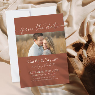 Elegant Script Rustic Terracotta Save the Date