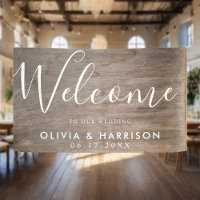 Elegant Script Rustic Wedding Welcome Sign Banner