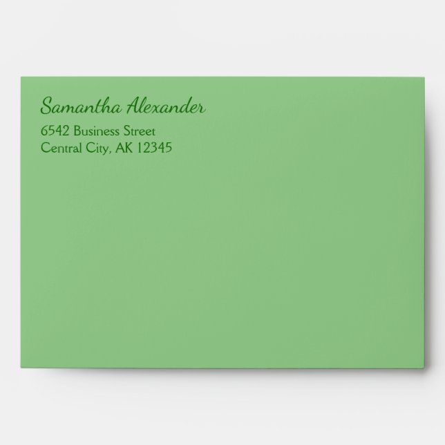 Elegant Script Sage Green Address Envelope (Front)