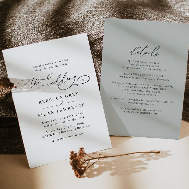 Elegant Script Sage Green All In One Wedding Invitation (Creator Uploaded)