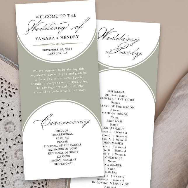 Elegant Script Sage Green Arch Wedding Program (Elegant sage green wedding program from my Wedding Colors collection
)