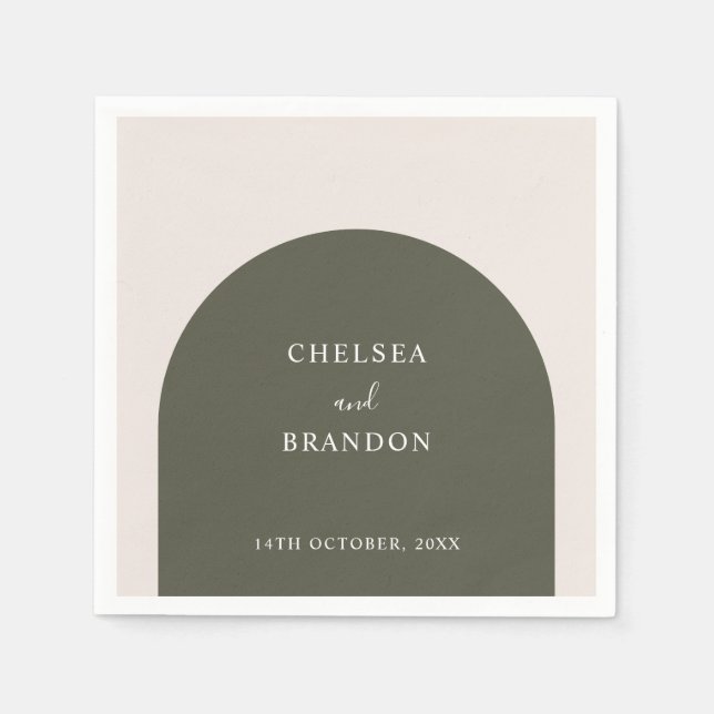 Elegant Script Sage Green Boho Arch Rustic Wedding Napkin (Front)