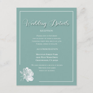 Elegant Script Sage Green Floral Wedding Enclosure Card