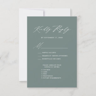 Elegant Script Sage Green Minimalist Wedding RSVP