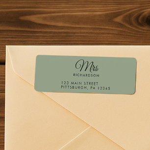 Elegant Script Sage Green Mrs. Name Return Address