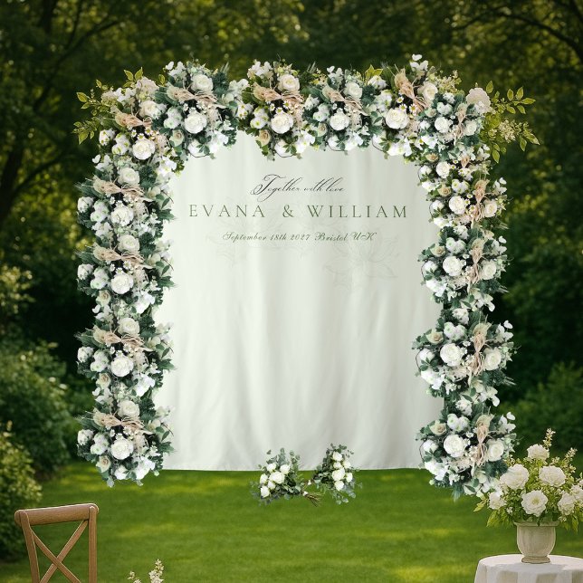 Elegant  script  Sage Green  wedding backdrop Tapestry (Creator Uploaded)