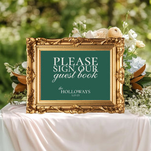 Elegant Script Sage Green Wedding Guestbook