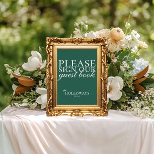 Elegant Script Sage Green Wedding Guestbook
