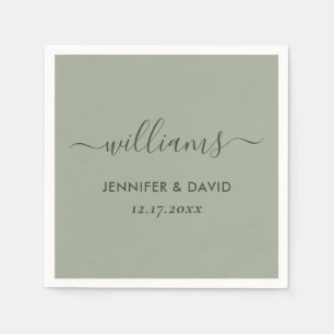 Elegant Script Sage Green Wedding Napkin